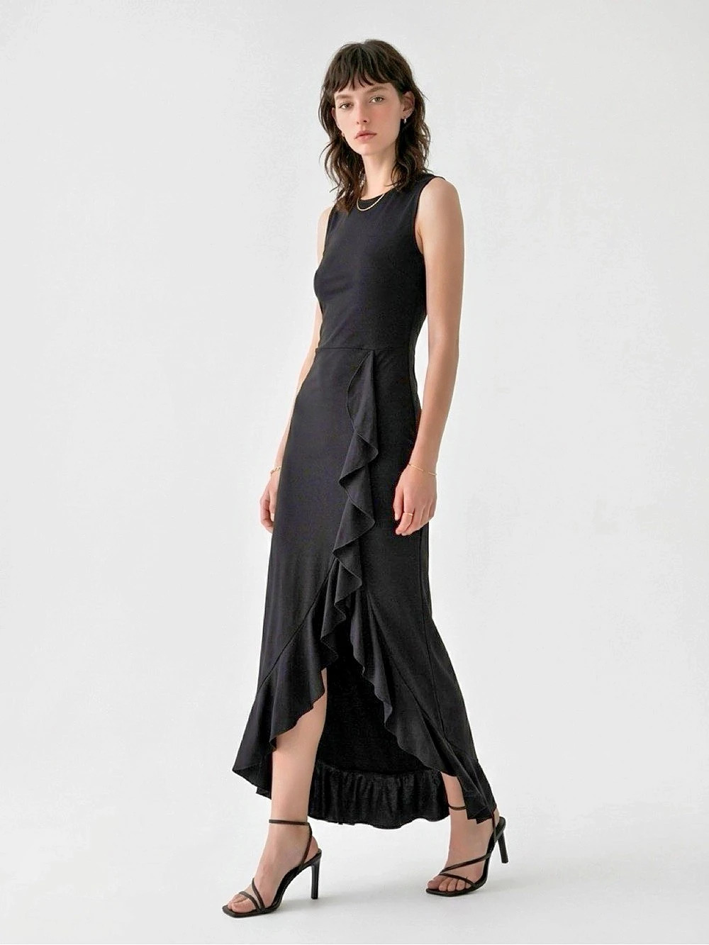 Black Ruffle Maxi Dress Like New